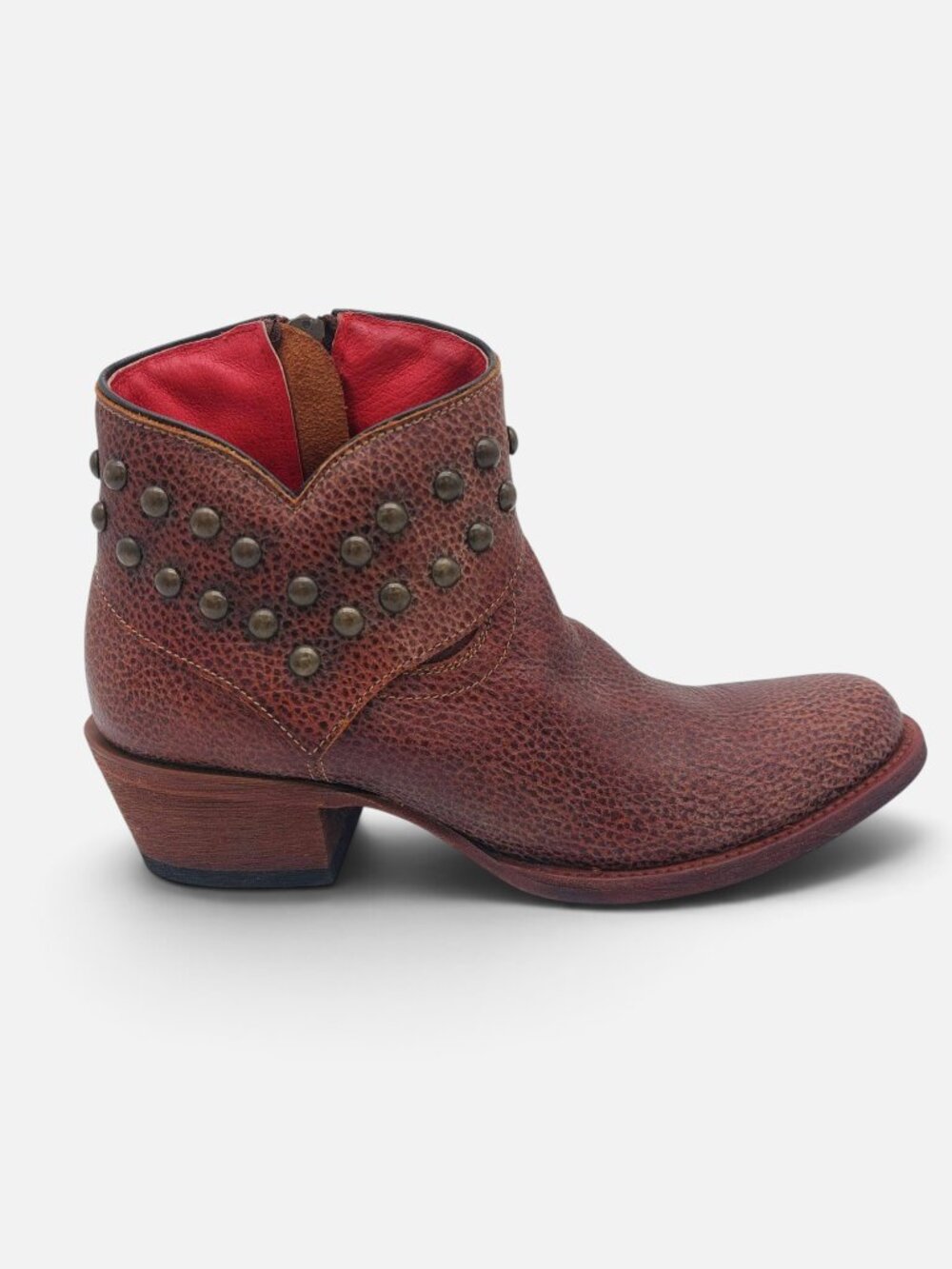 Macie Bean Boots Brown Leather Studded Western Cowboy Ankle Boots 8.5